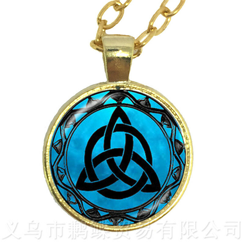 Celtics Pattern Glass Cabochon Dome Necklace Talisman And Treatment Of Injury FIT Religion Belief Souvenir Sweater chain