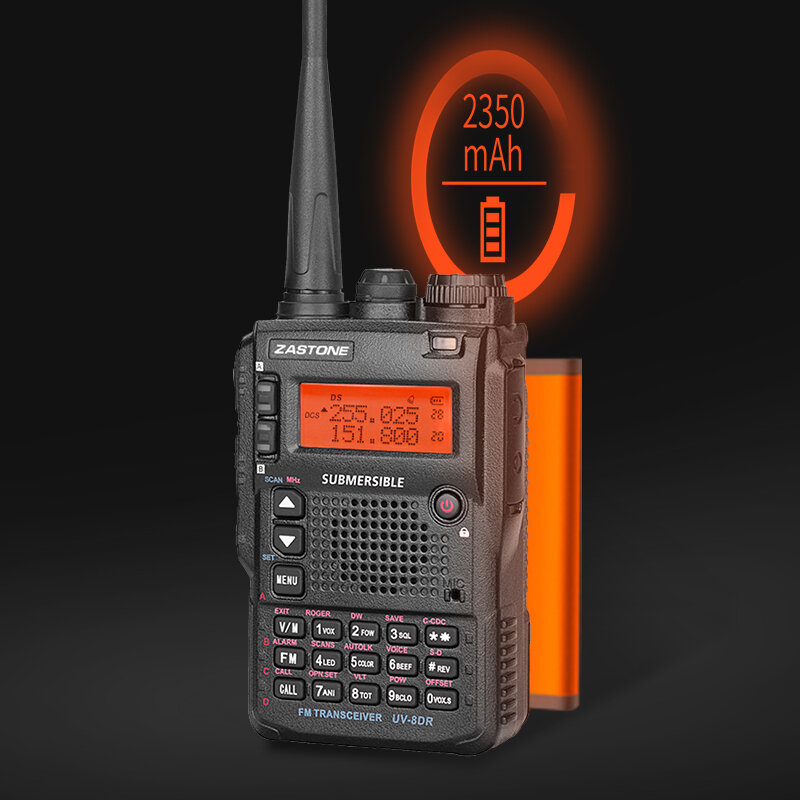 Zastone-Mini Rádio Walkie Talkie, UV-8DR, Triband, VHF, 136-174MHz, 240-460MHz, UHF, 400-520MHz, CB Ham, Rádio em Dois Sentidos