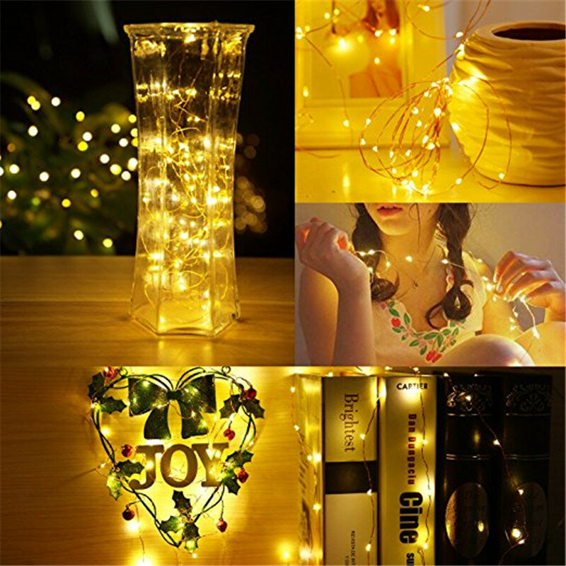 Guirxiété lumineuse LED en fil de cuivre étanche, décoration de fête d'anniversaire, bande lampara pour festival, Noël, mariage, 2m, 5m