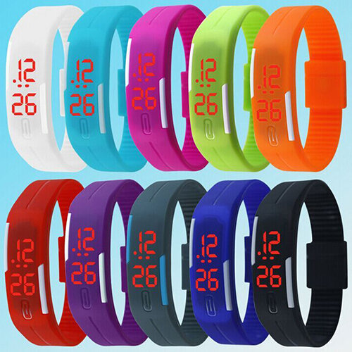 Relógio de pulso com pulseira de silicone, popular, feminino, masculino, esportivo, led vermelho, relógio digital de toque, relógio de pulso eletrônico para meninos e meninas, presente