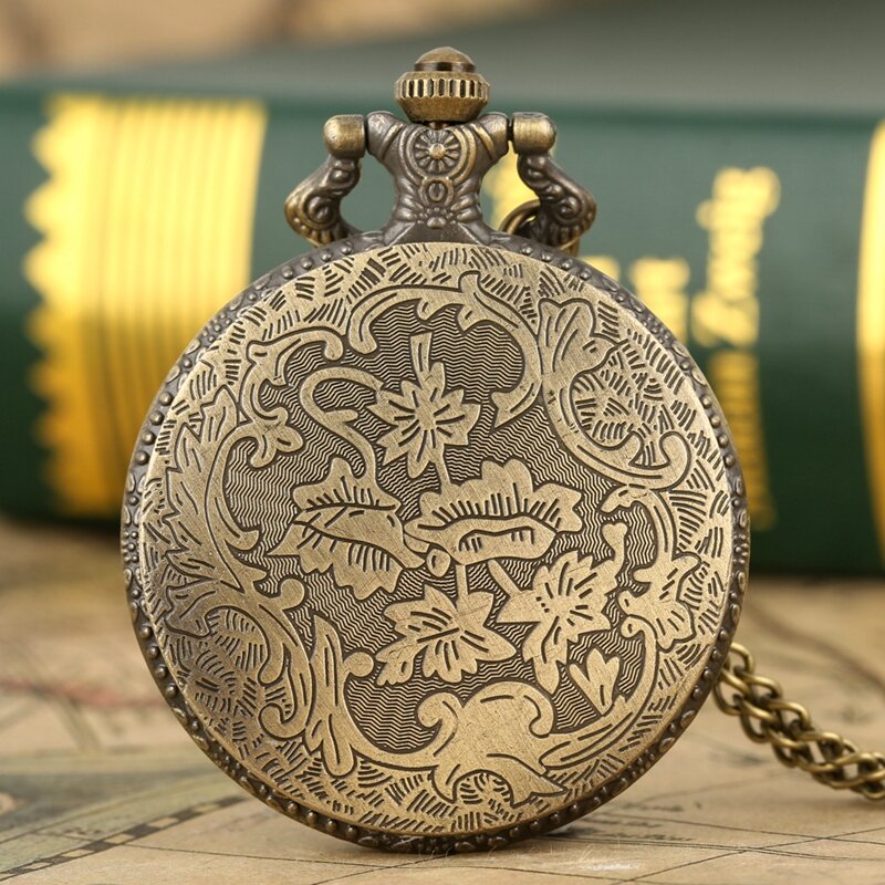 Musical Instrument Design Retro Bronze Quarz Taschenuhr Souvenir Anhänger Halskette Uhr Fob Kette Schmuck Uhr Luxus reloj