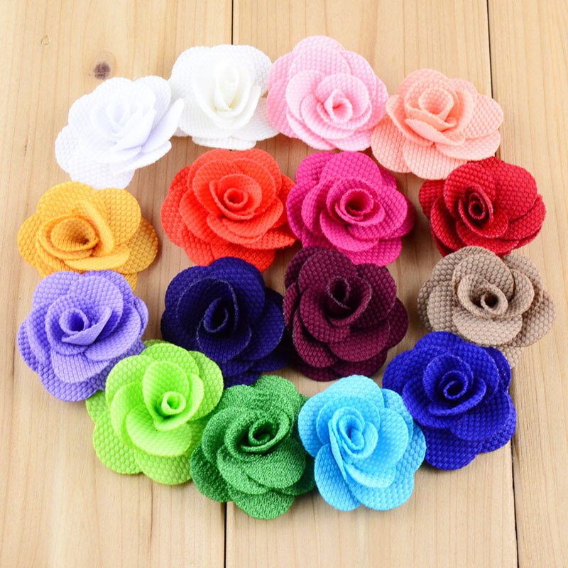Flor de rosas pequenas de 4cm e flores, flores de tecido de linho e tecido de serapilheira faça você mesmo de 160