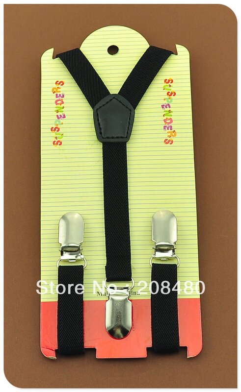 ฟรี Shipping-1.5x65cm "สีดำ" เด็ก Suspenders เด็ก/ชาย/หญิง Suspender ยืดหยุ่น Slim Suspenders-ขายส่ง & ขายปลีก