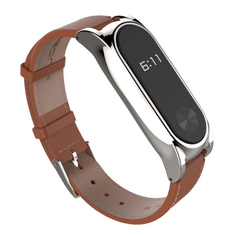 Mijobs Strap For Xiaomi Mi Band 2 Leather Strap Wrist Straps Screwless Bracelet Smart Band Replace Accessories For Mi Band 2