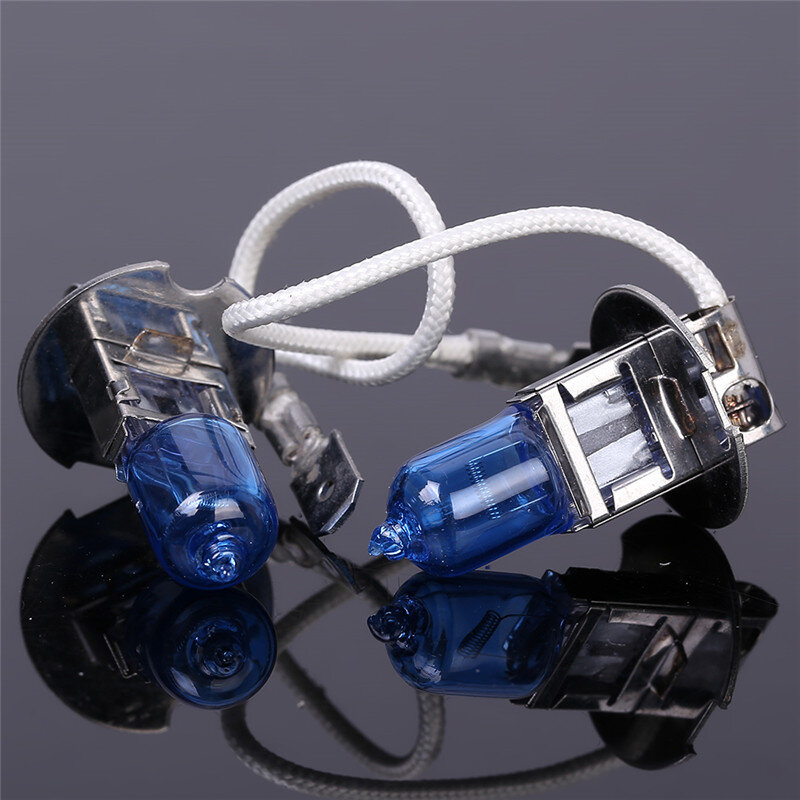 Substituição azul escura do farol do vidro do xenon, ampola do halogênio H3, carro branco super conduziu a lâmpada, 12V, 55W, 2Pcs
