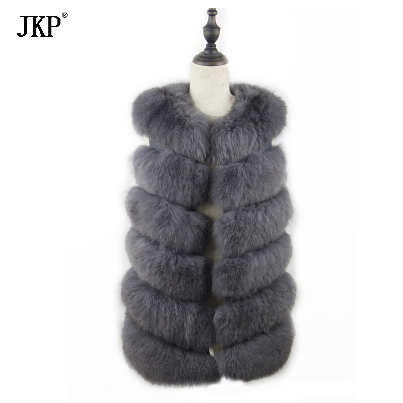 100% 천연 여우털 조끼 자연 모피 코트 재킷 여성용, 겨울