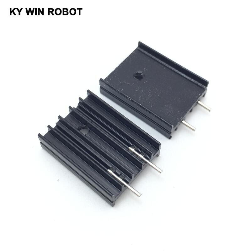 Disipador de calor de aluminio negro a-220, 10 piezas, 19x8x25MM, radiador Transistor TO220, Enfriador de 25x8x19MM con 2 pines
