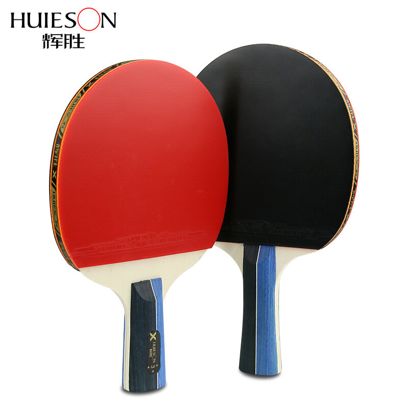 Ракетки для настольного тенниса Huieson 2 шт./компл., классические 5-слойные теннисные ракетки из массива дерева, двухсторонние резиновые ракетки для настольного тенниса для подростков