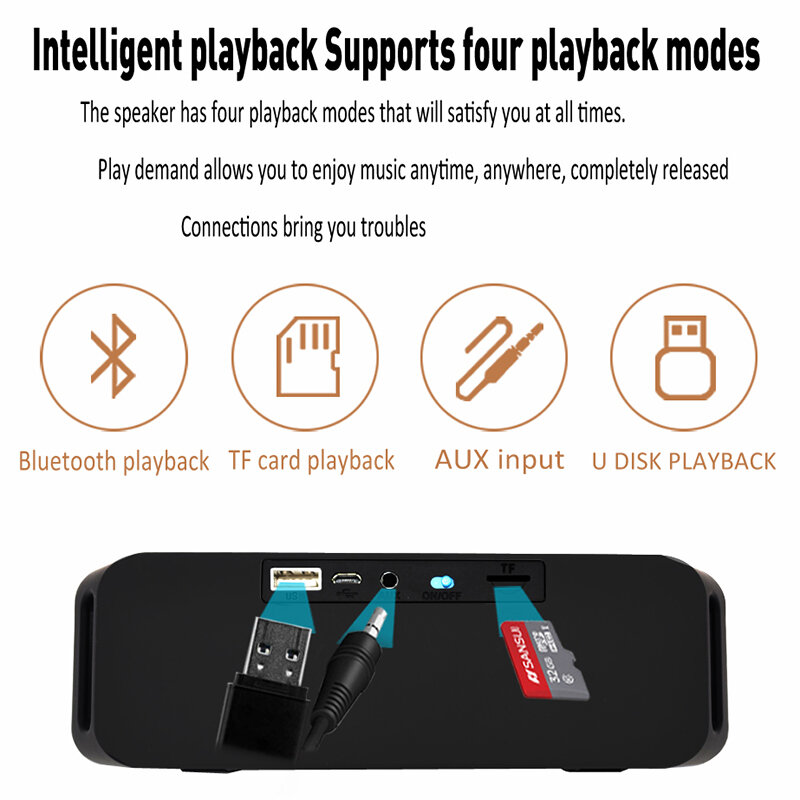 Lige alto-falante bluetooth sem fio portátil som estéreo grande potência 10 w sistema mp3 música áudio aux com microfone para android iphone