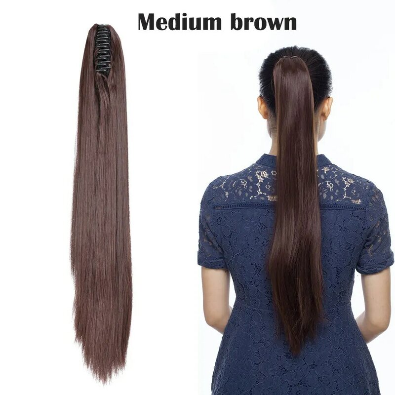 Extensión de cabello de cola de caballo sintética para mujer, Clip de garra, estilo rizado