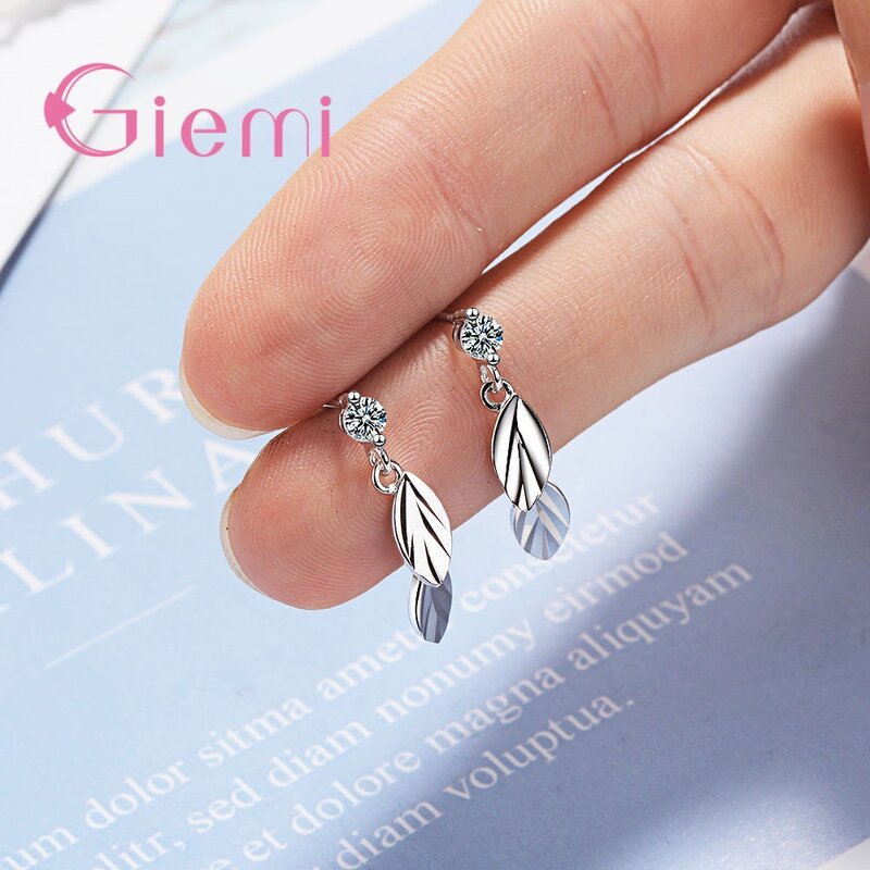 Pure 925 Silver Leaf Earring New Design Bohemian CZ Stone Dangle Drop Earrings Charm Jewelry For Women Pendientes