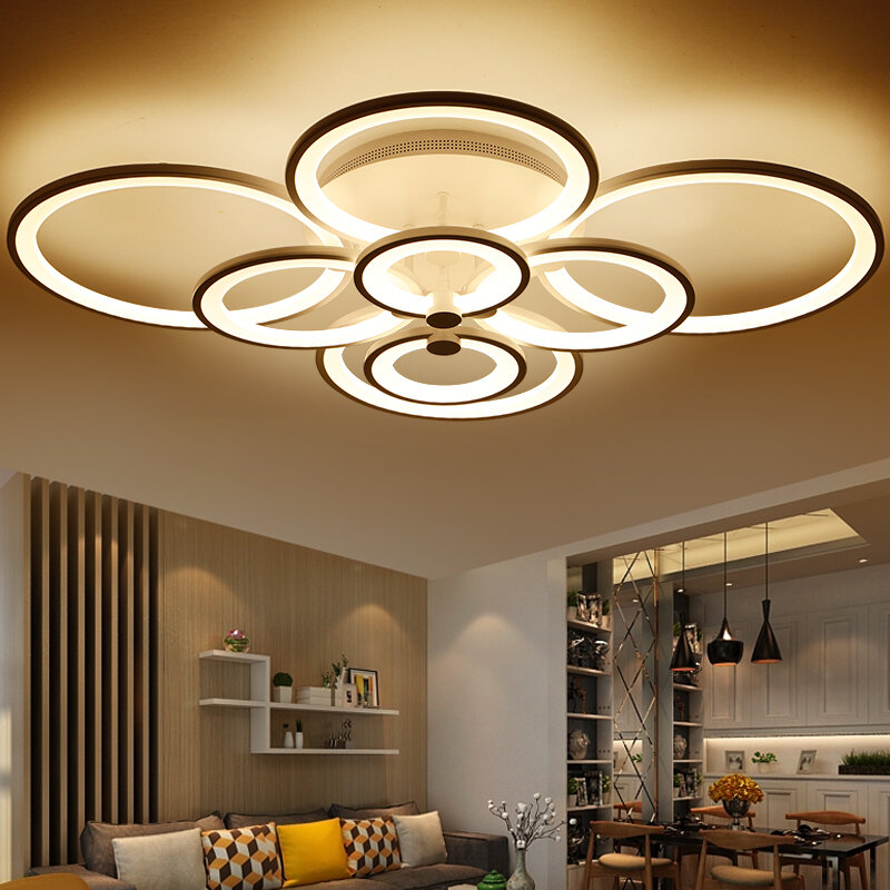 Lámpara led montada en superficie para sala de estar, candelabro moderno para dormitorio, accesorios de araña led montados en superficie blanca o negra
