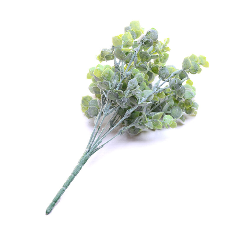 Bouquet artificiel eucalyptus 7 branches, décoration de maison mariage avec fausses feuilles blanc vert hivernal DIY plante succulente, fleur artisanale