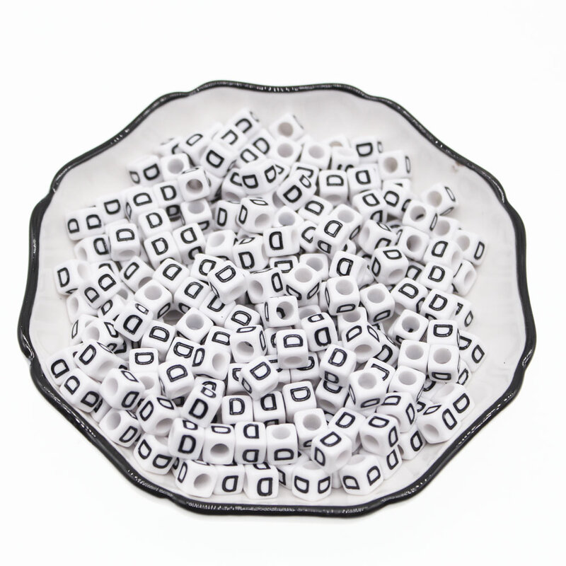 CHONGAI 100/500Pcs/500Gram akrylowe pojedyncze alfabet/list koraliki kostki do tworzenia biżuterii DIY luźne koraliki 6X6mm