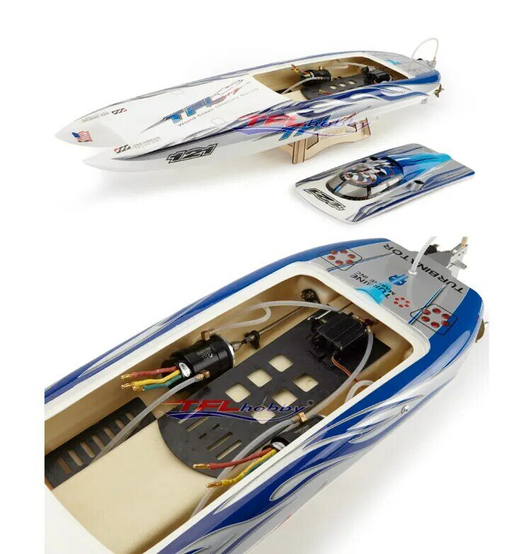 Genesis 1122 Catamaran-Barco de carreras de fibra de vidrio con doble motor Dual 3660 sin escobillas, KV2726, Dual 120A ESC