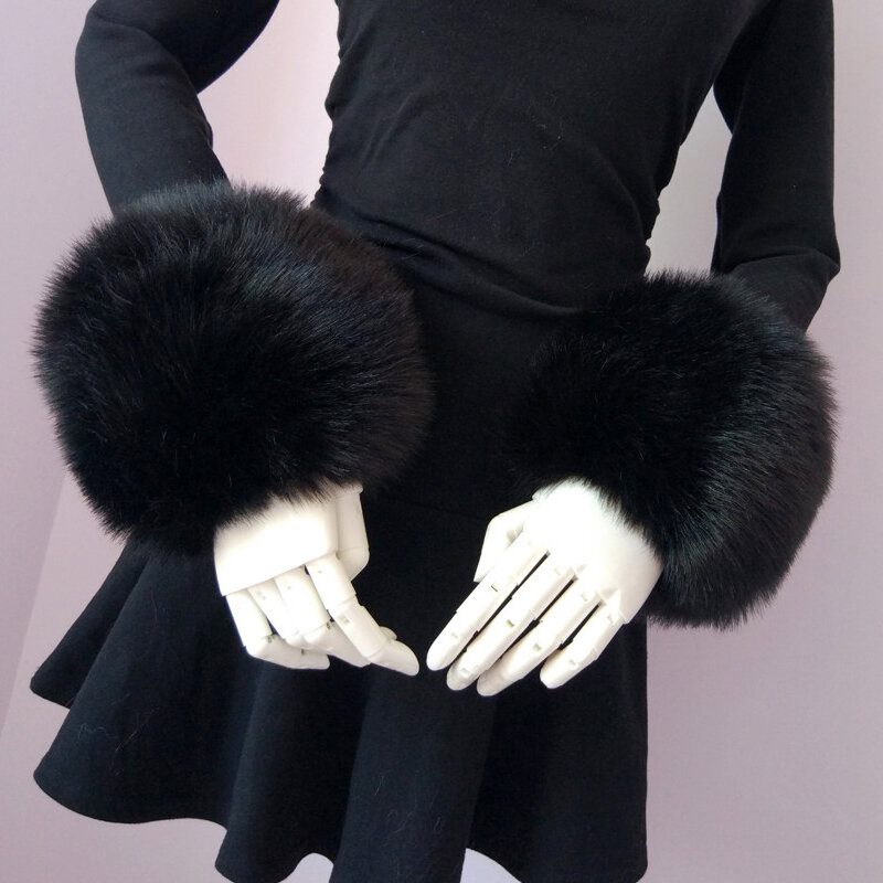 Alta Qualidade Faux Fox Peles Cuffs Venda Quente Wrist Warmer Elegante Fox Fur Cuff Arm Warmer Lady Bracelet Faux Fur Wristband Glove