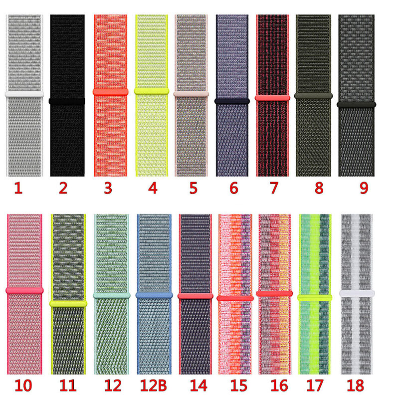 Colors Nylon Sport Loop Replacment Band for Apple Watch 4 Series 4/3/2 Lightweight Soft Breathable Woven Strap 38/42mm 40mm 44mm