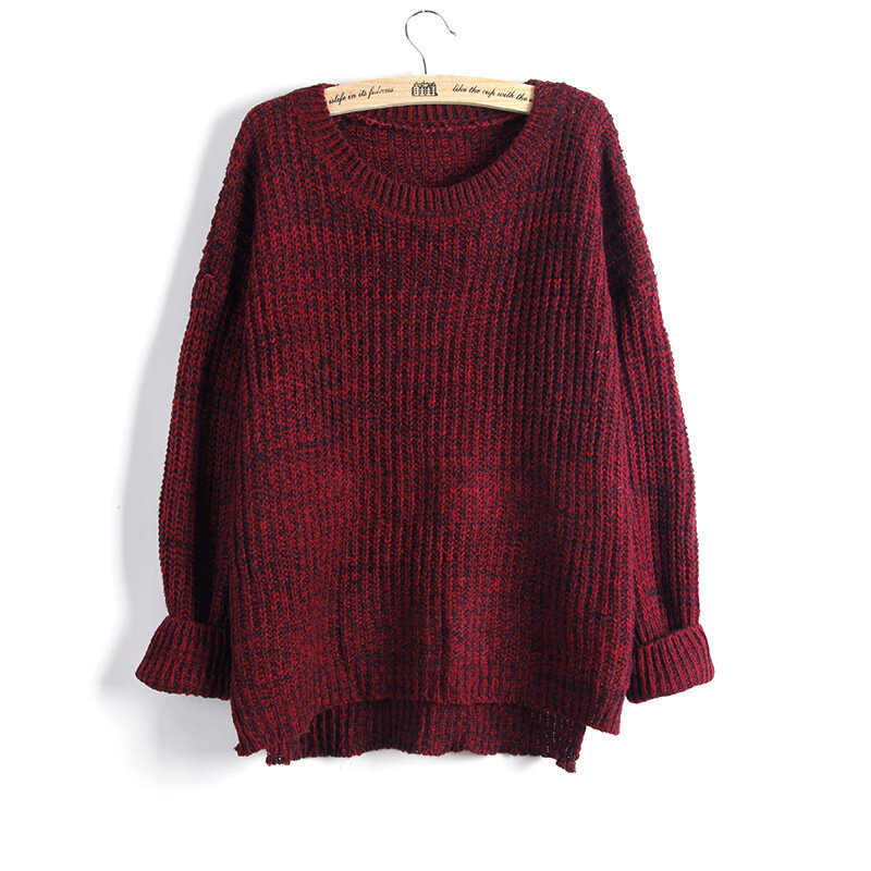 Suéter de Invierno para mujer cuello redondo Casual pulóveres suéter corto suelto caliente mujer Jersey Tops de manga larga de alta calidad