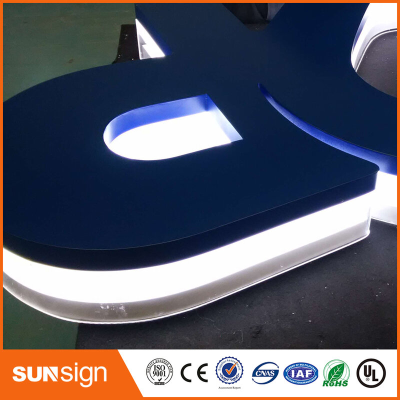Factory Outlet personalisasi golden Stainless steel led backlit channel letter sign untuk "Mobile Phone" toko