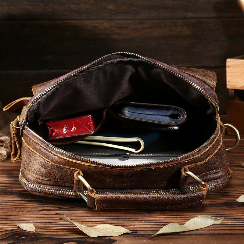 Ruil Top Quality Genuine Leather Men Retro Bags Hot Sale Male Small Travel Messenger Bag Fashion Crossbody Shoulder Bag
