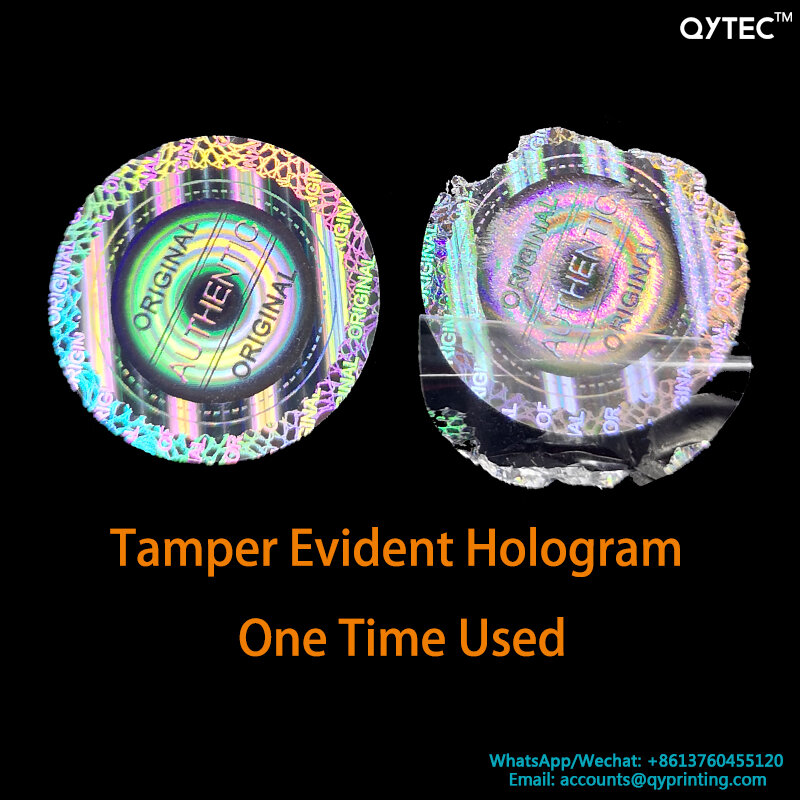 100 pces 20x20mm redondo 2d 3d tamper evidente vazio de garantia aberta vazio de segurança original falso selo fita holograma etiqueta