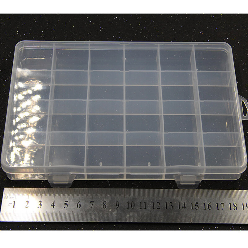 Yidensy 1 قطعة صندوق تخزين من البلاستيك الشفاف مربع 10/24 فتحة قابل للتعديل للحبوب خرز للمجوهرات القرط المنظم
