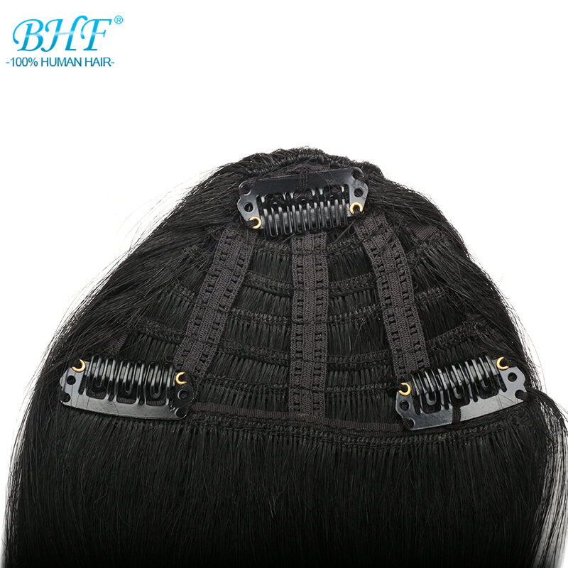 BHF – frange de cheveux naturels Remy, lisses, 8 pouces, 20g, 3 clips avant, toutes les couleurs