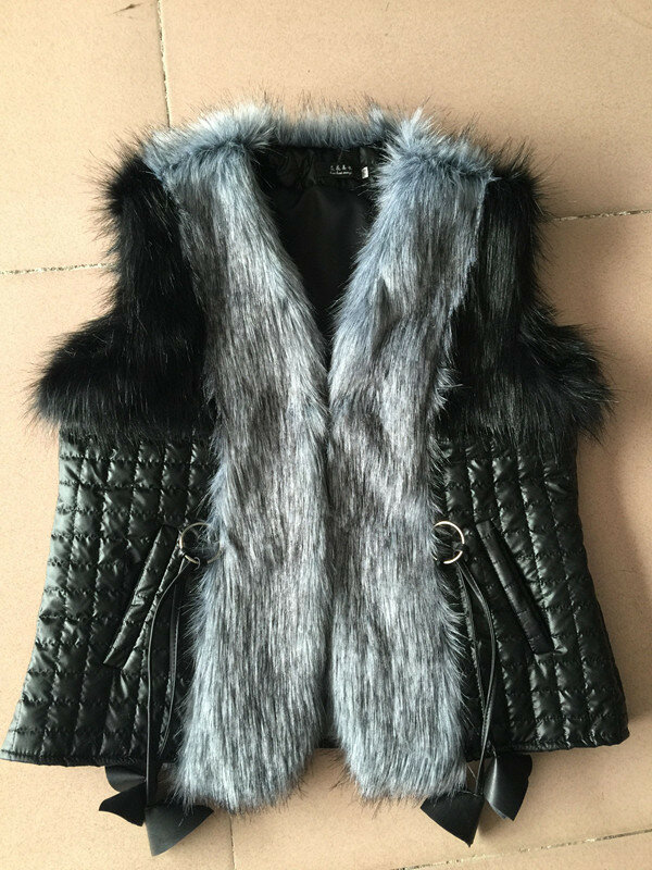 女性のための暖かい偽の毛皮の襟付きベスト,ファッショナブルなコート,冬,2022