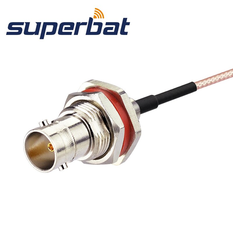 Superbat BNC Male to BNC Female nut Bulkhead Crimp RF Coaxial Cable for RG316 15cm Pigtail Cable Wifi