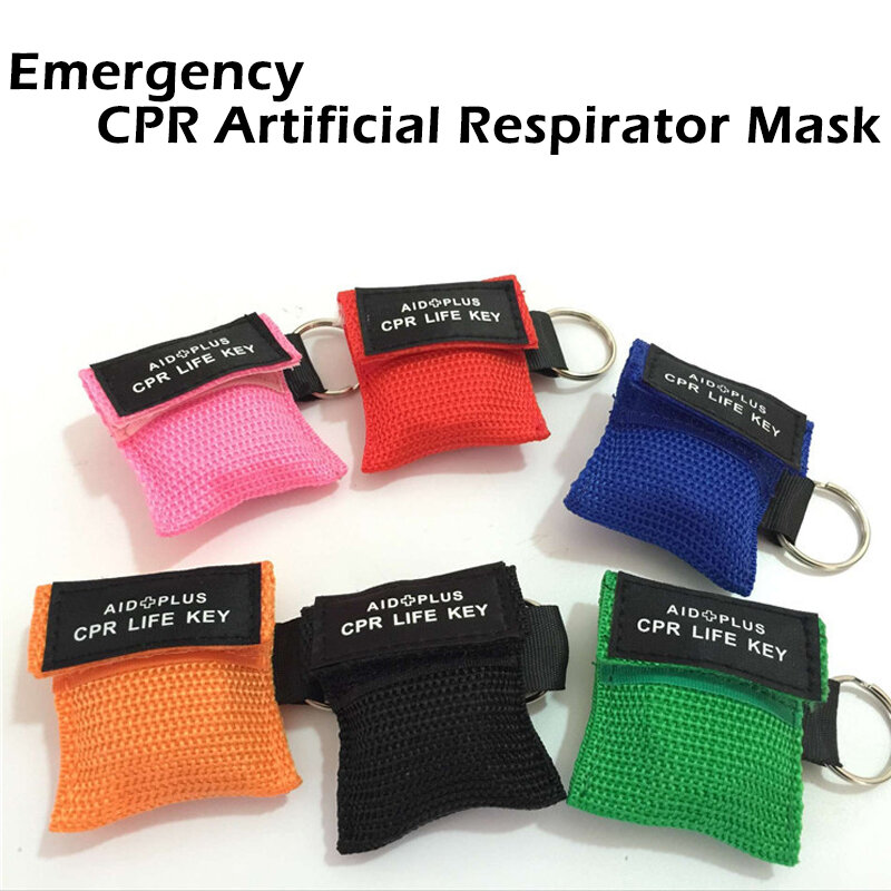 CPR 응급 소생기 마스크 키체인, 응급 얼굴 방패, 응급 처치 CPR 마스크, 건강 생존 도구, 도매, 로트당 5 개