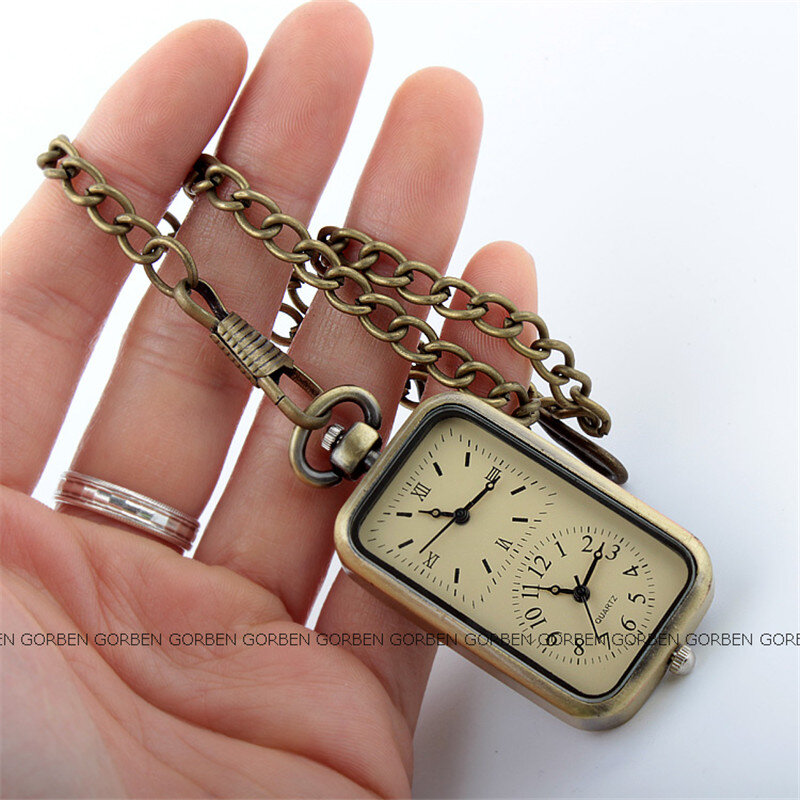 2020 Gorben watch fashion design double time small pocket watch donna uomo exquisite mini size orologi da tasca con ciondolo catena fob