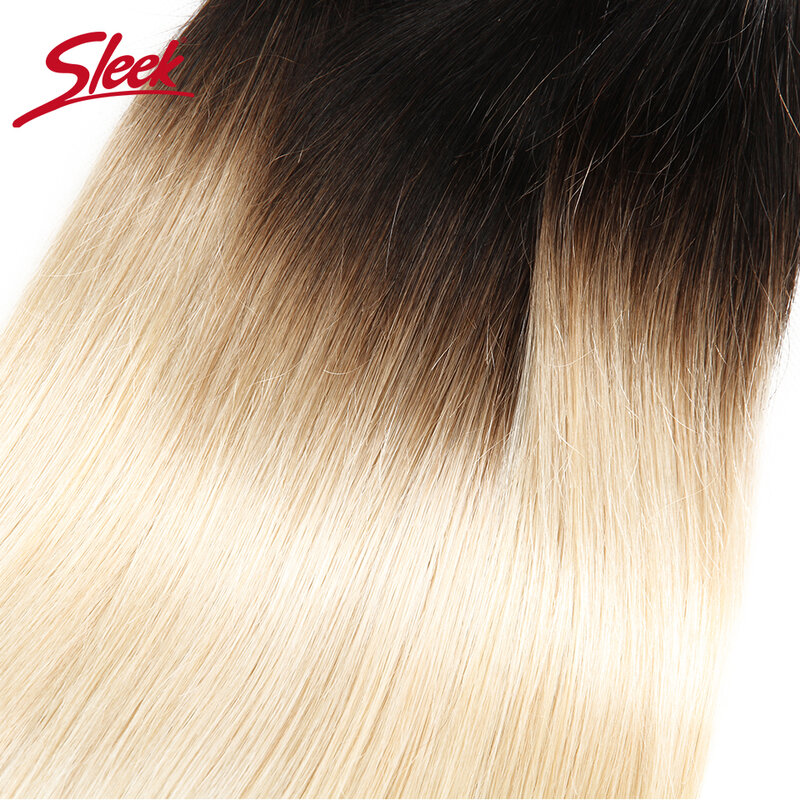 Sleek Ombre Brazilian Straight Blonde 613 T1B/27 T1B/30 Red 99J Human Hair Weave Bundles Deal Two Tone Remy Human Hair Extension