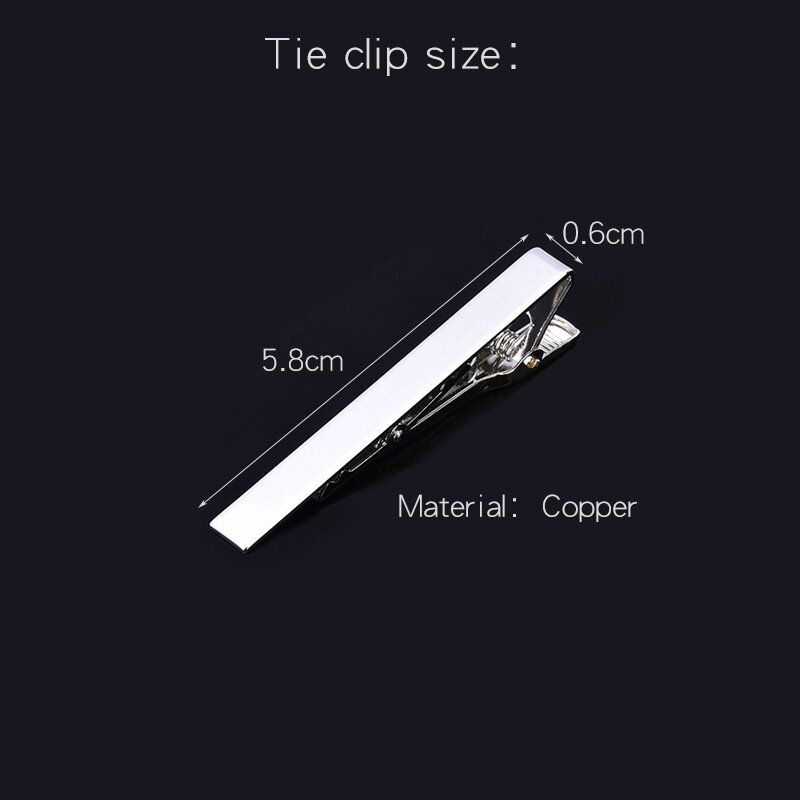 Clipe de gravata 5.8cm para homens, gravata de metal prateado com fecho para cavalheiro, barra de cristal, presentes para homens, 1 peça