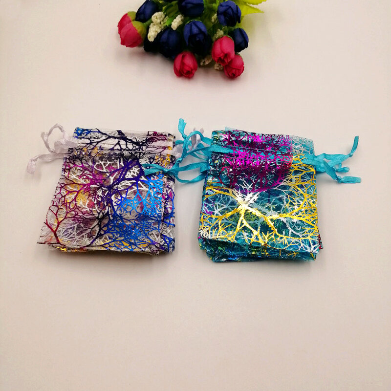 Bolsas de Organza con cordón, embalaje de joyería, 4 colores, 7x9, 9x12, 10x15cm, 20 unidades