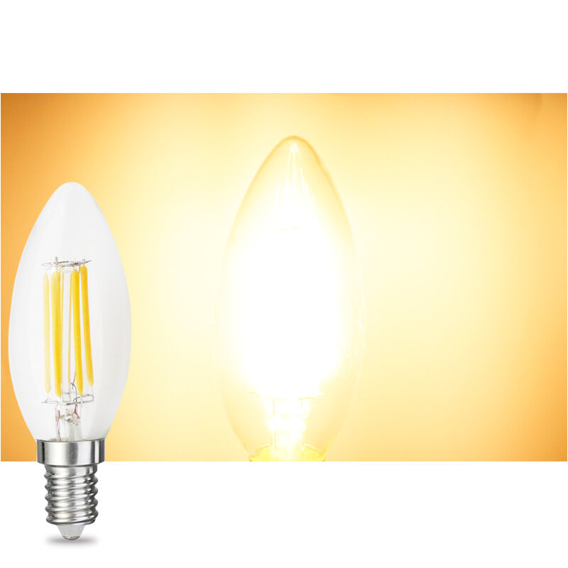 2 peça por pacote c35 pode ser escurecido lâmpadas de filamento led 2w 4 6 8 edison lâmpadas de iluminação retro para incandescente lustre luz