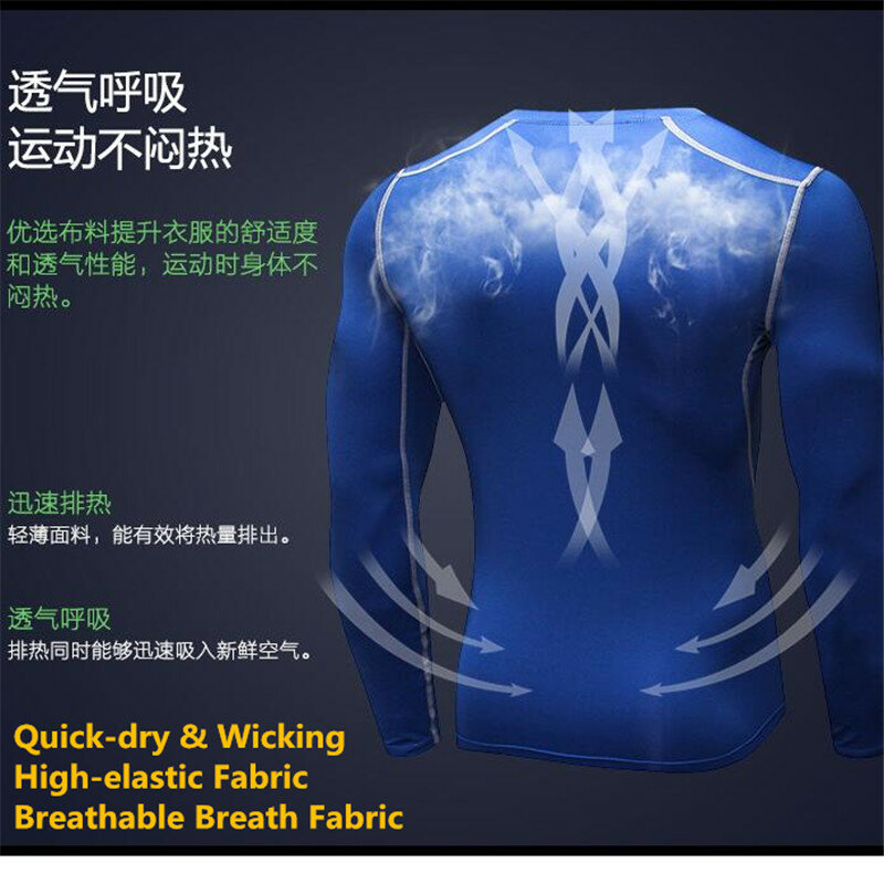 T-shirt moulant à Compression 3D pour hommes, sous-vêtements de Sport, à manches longues, transpirant, haute élasticité, à séchage rapide
