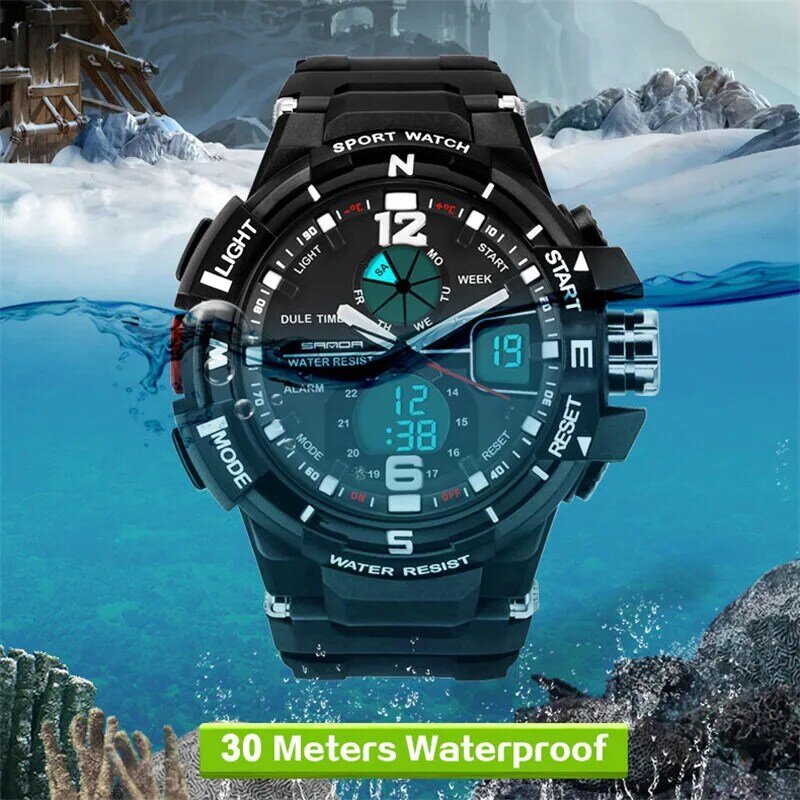 SANDA G Waterproof Alarm Mens Watches Top Brand Luxury S-SHOCK Digital Led Sports Watch Men Clock Wristwatch Relogio Masculino