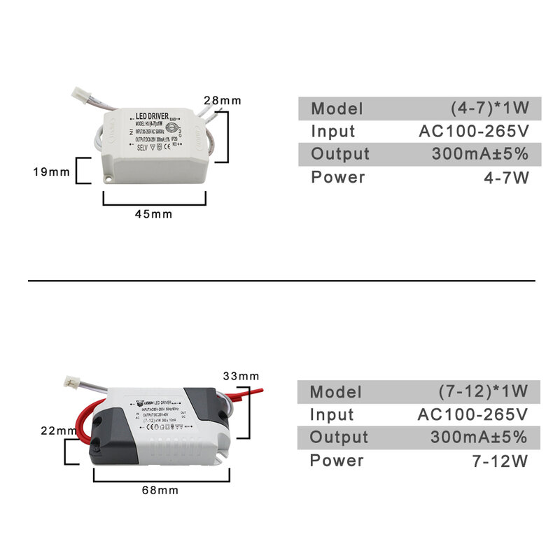 Transformateur d'éclairage externe pour plafonnier, 220V, courant Constant, 300ma, 240ma, sortie 1-50W