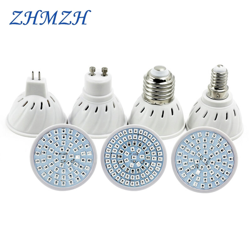 220V 110V LED Plant Grow Lights E27 E14 MR16 GU10 Growing Lamp Bulb 60LEDs 80LEDs Growth Lamps Full Spectrum For Indoor Garden