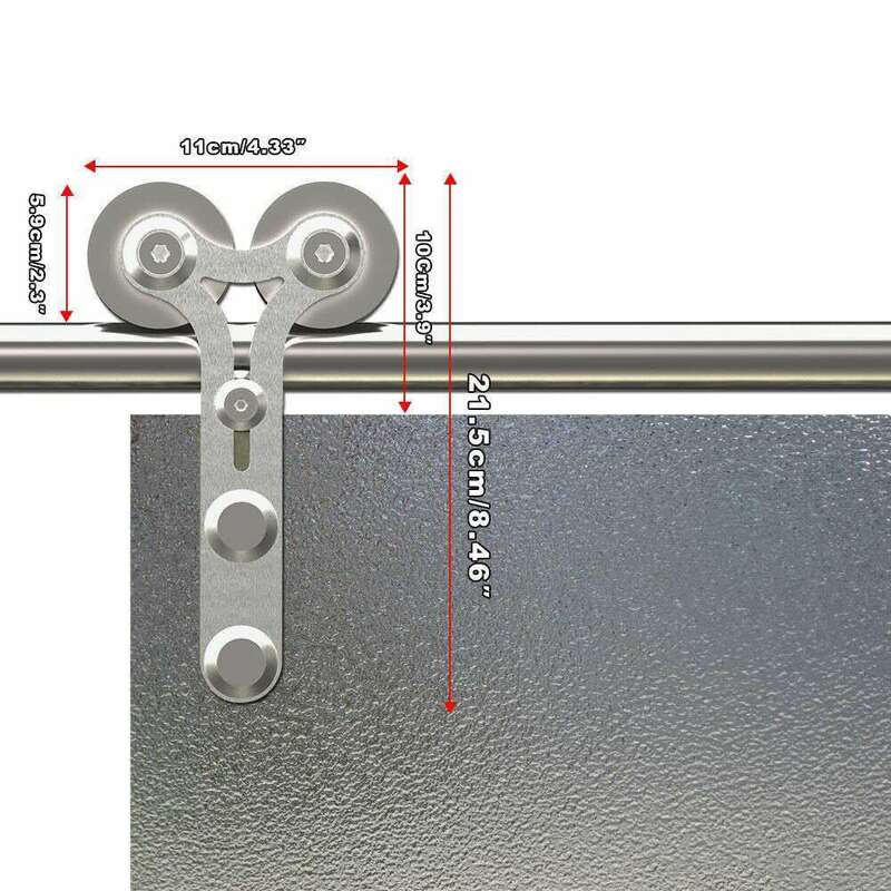 Kit de quincaillerie pour porte de grange coulissante en acier inoxydable, en forme de Y avec grand rouleau de roulement pour porte intérieure (sans piste)