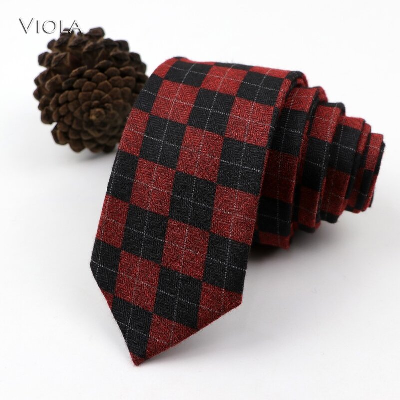Винтажный мягкий шерстяной хлопковый галстук в клетку и в полоску, мужской узкий галстук 6 см, тонкий красный, синий, для отдыха, костюм для смокинга, мужской подарок