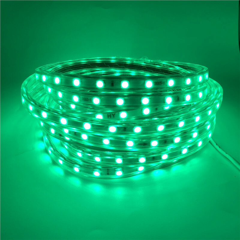 Tira de luces LED Flexible con enchufe europeo, cinta de luz Led impermeable IP67 5050, AC220V, 60leds/m, 1M/2M/3M/5M/10M/15M/20M