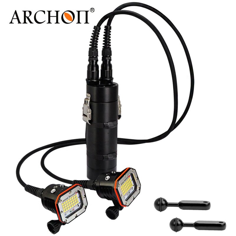 Светодиодный ручной фонарик ARCHON WH156W с двумя головками для дайвинга, макс. 30000 люмен