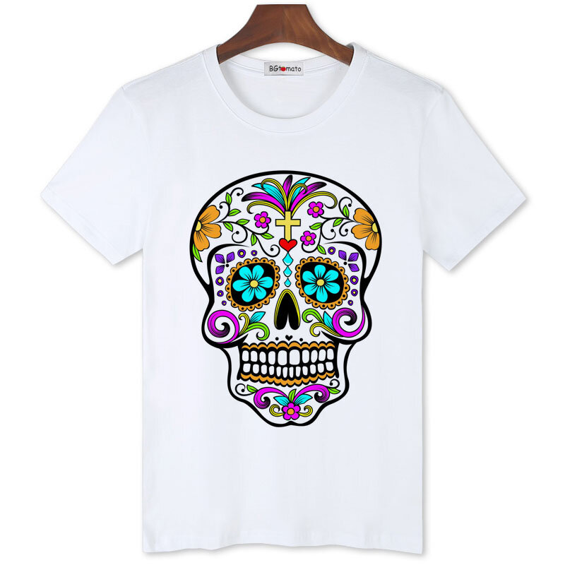 Креативные цветные модные мужские рубашки с черепом, новые модные оригинальные дизайнерские горячие футболки, дешевая распродажа