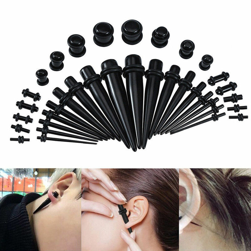 36 Uds. Medidor de cono de oído crilico Punk expansor de túnel expansor estiramiento Piercing Kit establece 2019 Piercing para el cuerpo joyería expansores de oreja