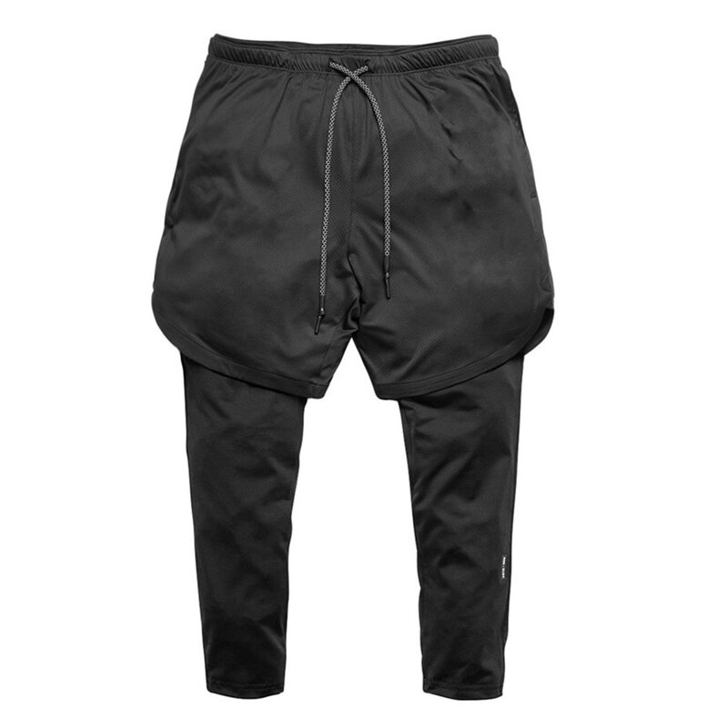 Новые спортивные штаны для бега, мужские шорты, леггинсы 2 в 1, двухслойные брюки, тренировочная одежда