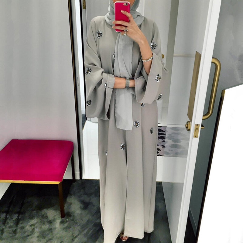 Abaya Kimono Kaftan Vestido para Mulheres, Dubai, Islã, Muslim Hijab, Caftan Marocain, Qarab, Uso Turquia Vestuário