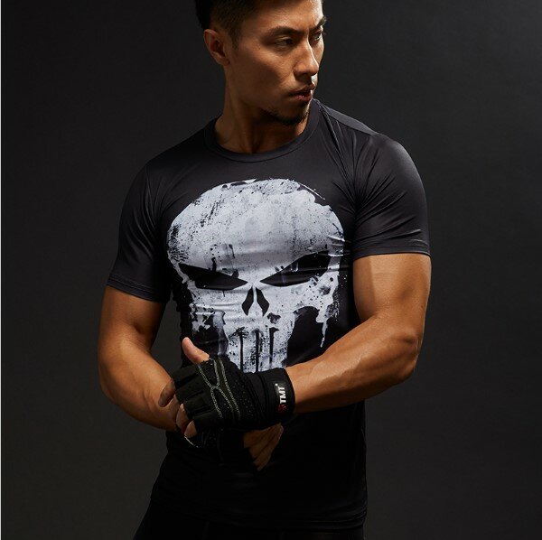 Koszulka z krótkim rękawem 3D koszulka męska koszulka męska koszulka kapitan ameryka Superman koszulka męska Fitness koszulka kompresyjna Punisher MMA