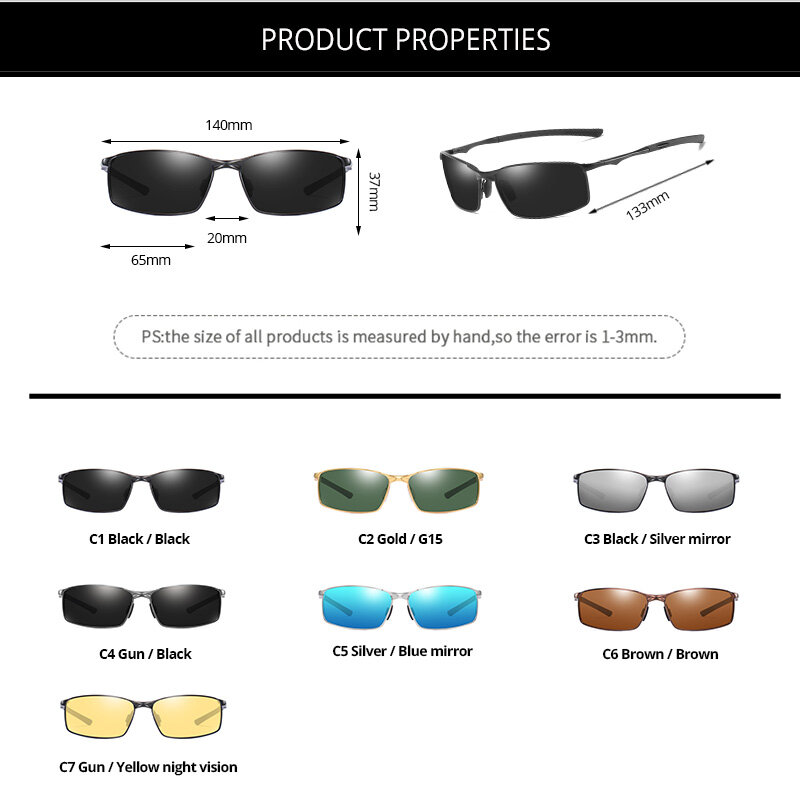 COASION Sunglasses Men Polarized 2019 Rectangle Metal Frame Sports Driving Sun Glasses for Men gafas de sol hombre UV400 CA1170