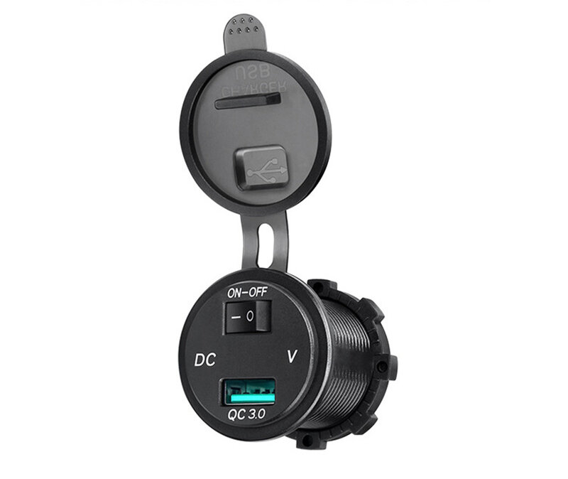 QC 3.0 gniazdo USB do ładowarki listwa sieciowa ładowarka samochodowa USB wyjście DC 5V 3.6A, 9V 2.1A, 12V 1.5A woltomierzem LED dla łódź motocykl